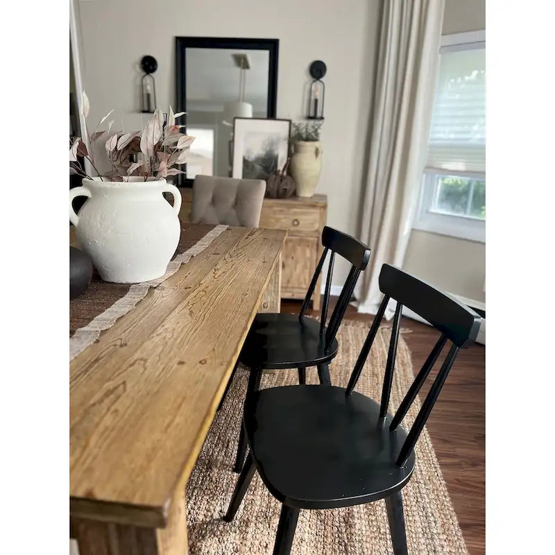 Ensemble de 2 chaises de salle à manger en bois massif, assise large de 44,2 cm avec un style classique