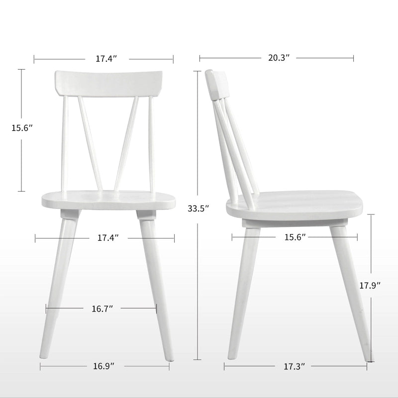 Ensemble de 2 chaises de salle à manger en bois massif, assise large de 44,2 cm avec un style classique