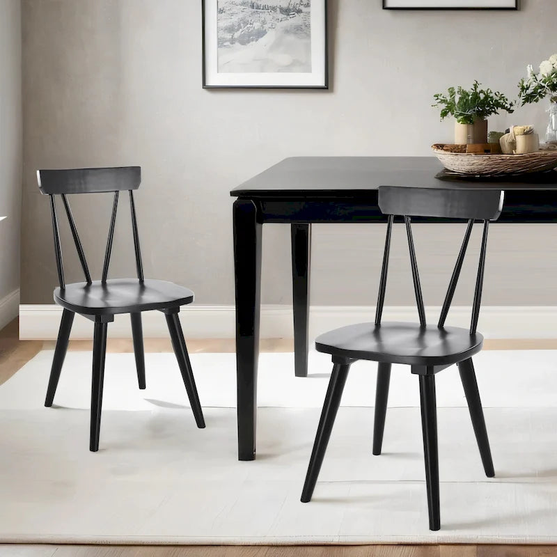 Ensemble de 2 chaises de salle à manger en bois massif, assise large de 44,2 cm avec un style classique