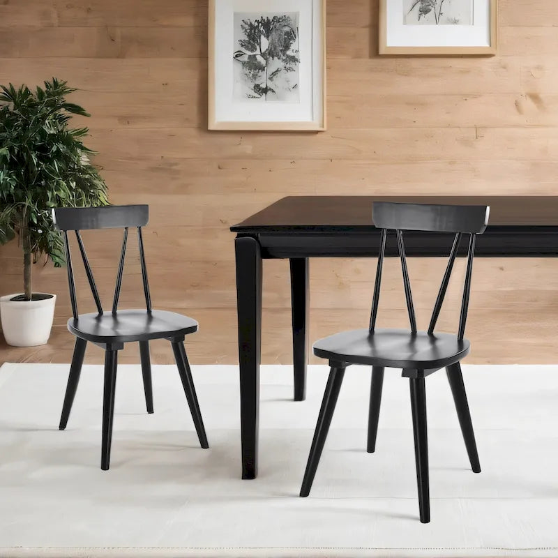 Ensemble de 2 chaises de salle à manger en bois massif, assise large de 44,2 cm avec un style classique