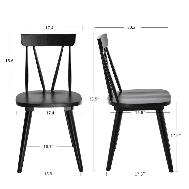 Ensemble de 2 chaises de salle à manger en bois massif, assise large de 44,2 cm avec un style classique