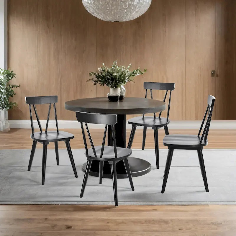Ensemble de 2 chaises de salle à manger en bois massif, assise large de 44,2 cm avec un style classique