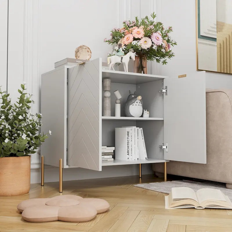 Buffet bahut 2 portes de rangement multimédia