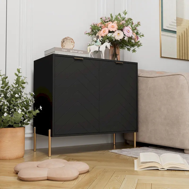Buffet bahut 2 portes de rangement multimédia