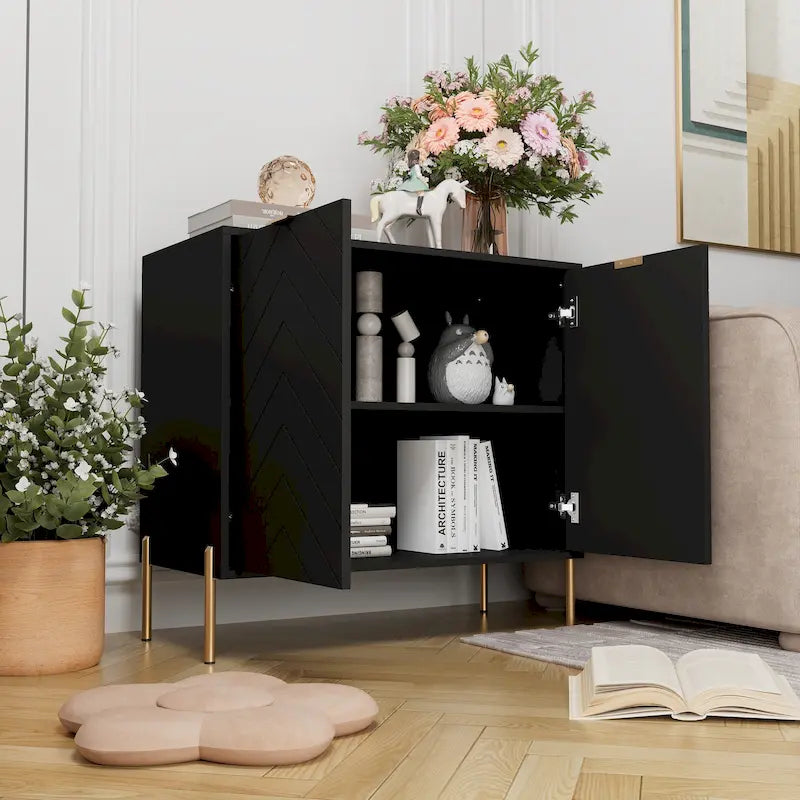 Buffet bahut 2 portes de rangement multimédia