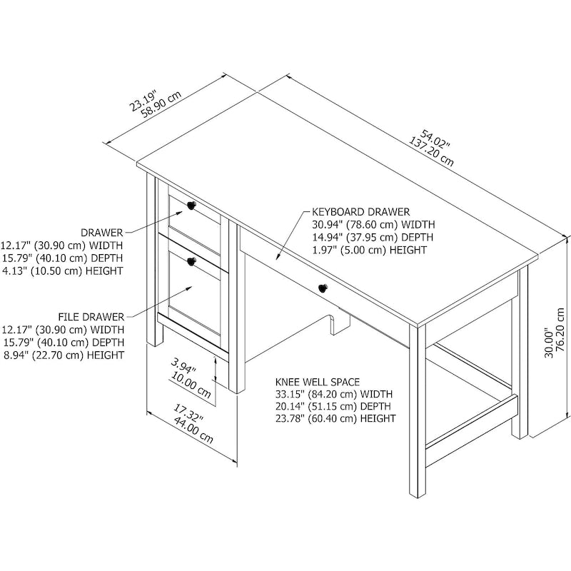 Bureau informatique 54W avec tiroirs