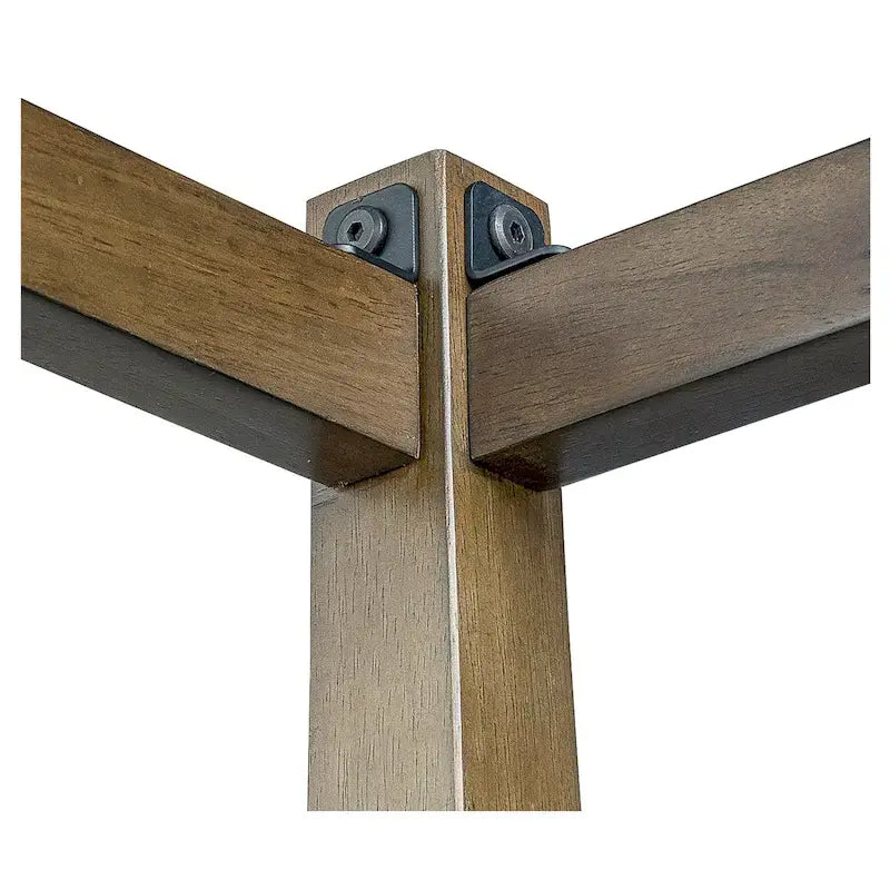 Lit à baldaquin en bois marron taille Queen avec design à baldaquin ouvert