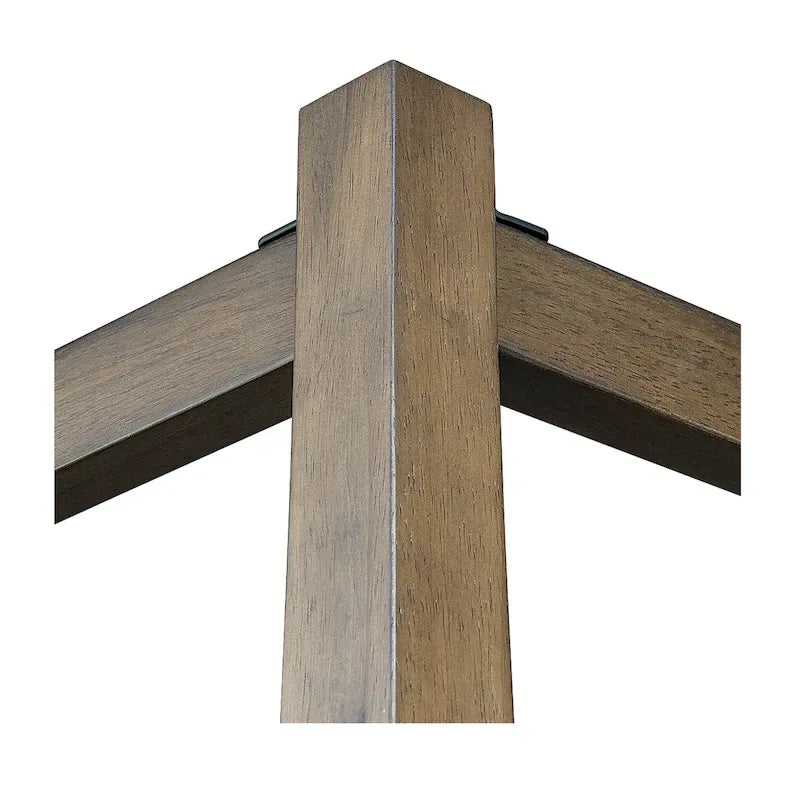 Lit à baldaquin en bois marron taille Queen avec design à baldaquin ouvert