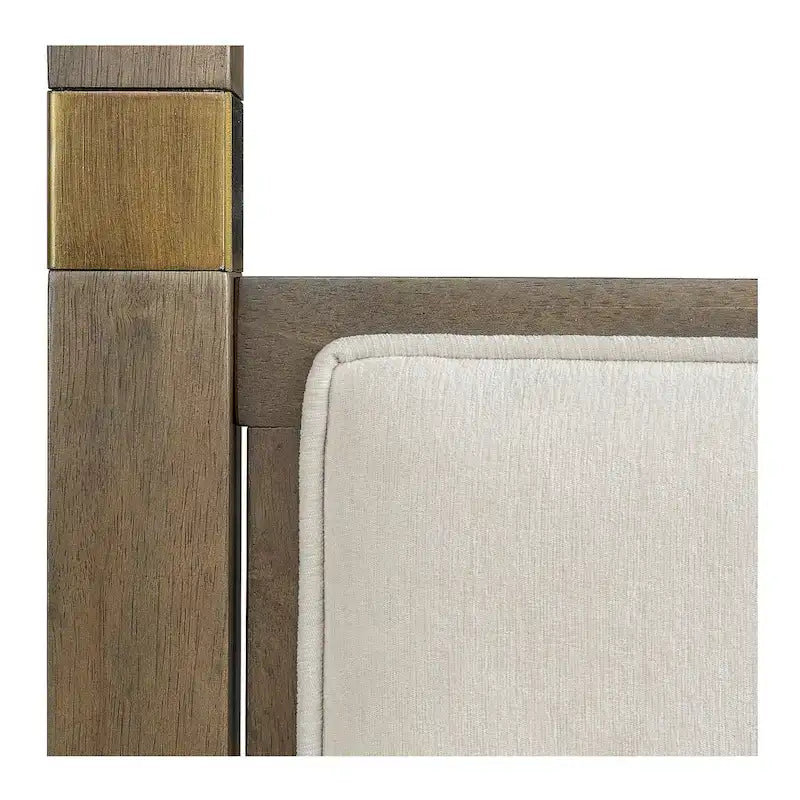 Lit à baldaquin en bois marron taille Queen avec design à baldaquin ouvert