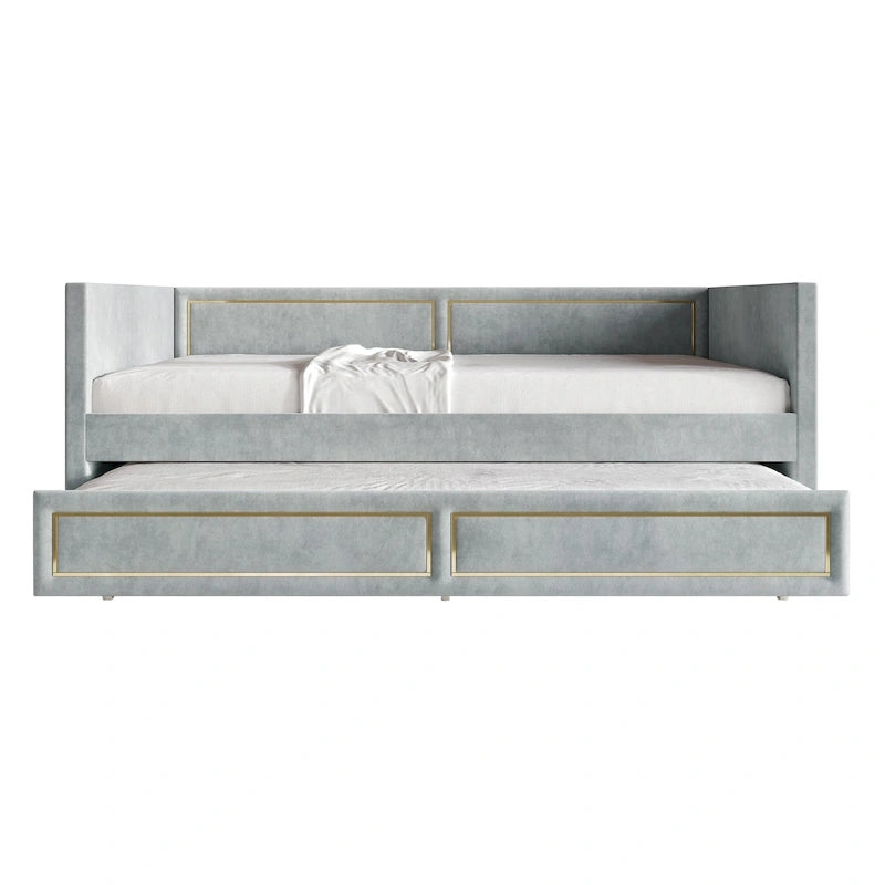 Lit de repos double en velours de luxe avec lit gigogne