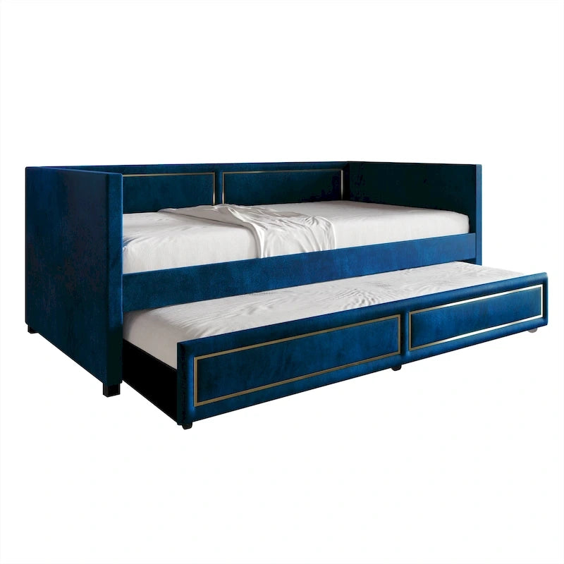 Lit de repos double en velours de luxe avec lit gigogne