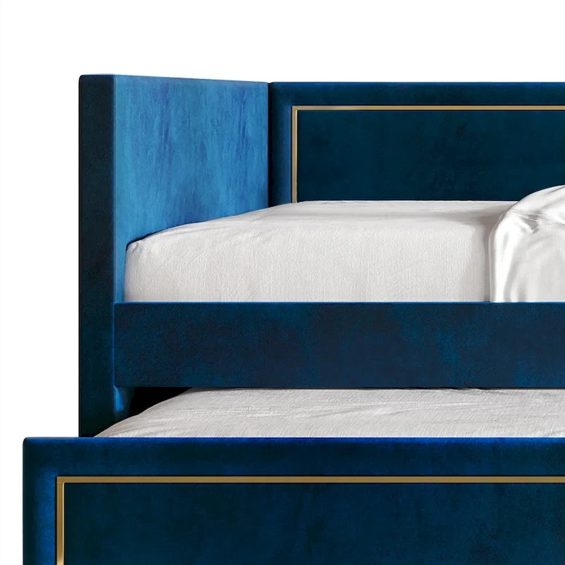 Lit de repos double en velours de luxe avec lit gigogne