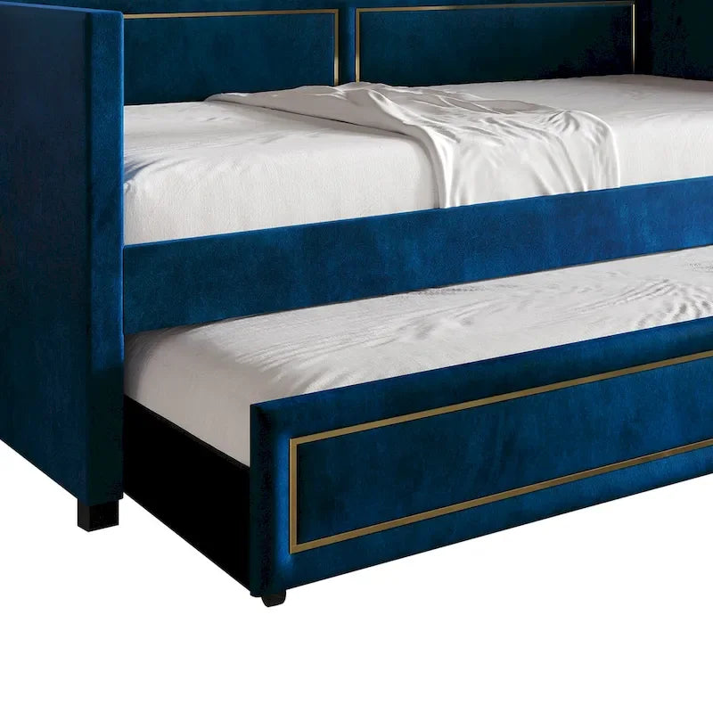Lit de repos double en velours de luxe avec lit gigogne