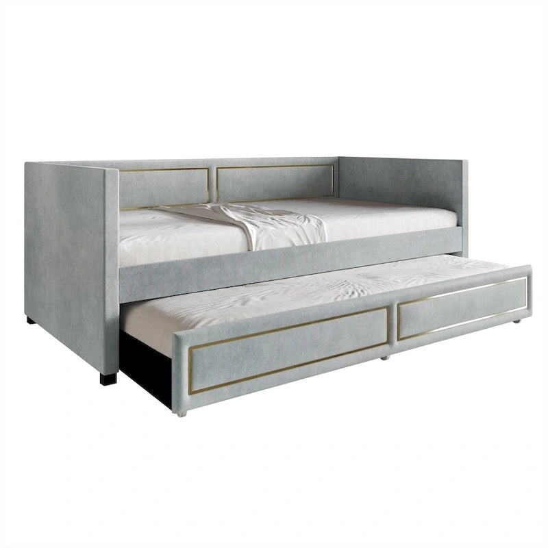 Lit de repos double en velours de luxe avec lit gigogne