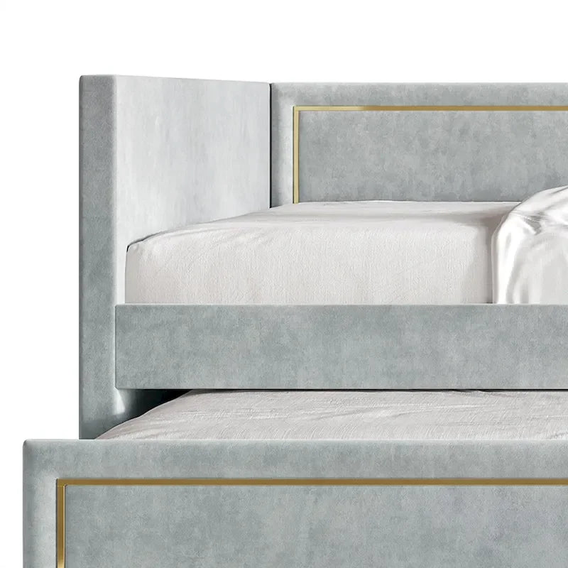 Lit de repos double en velours de luxe avec lit gigogne
