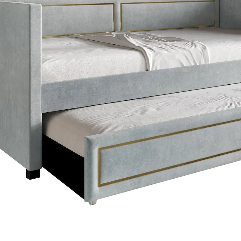 Lit de repos double en velours de luxe avec lit gigogne