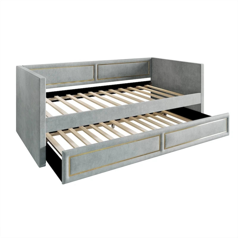 Lit de repos double en velours de luxe avec lit gigogne