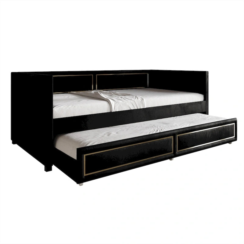 Lit de repos double en velours de luxe avec lit gigogne