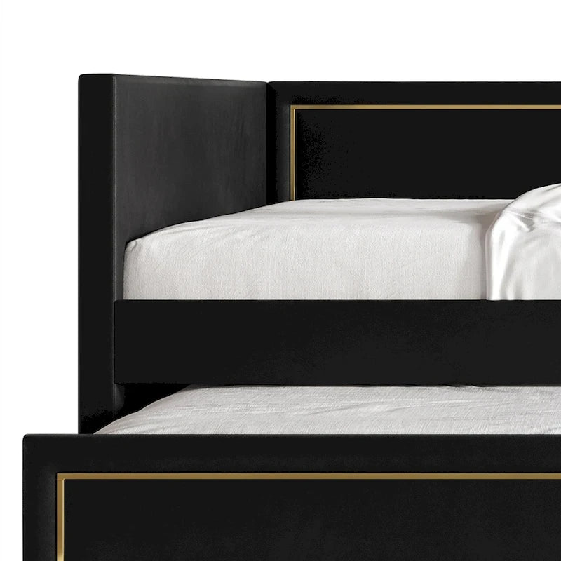 Lit de repos double en velours de luxe avec lit gigogne