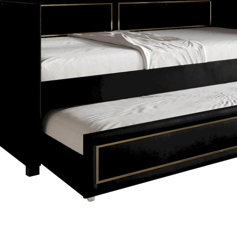Lit de repos double en velours de luxe avec lit gigogne
