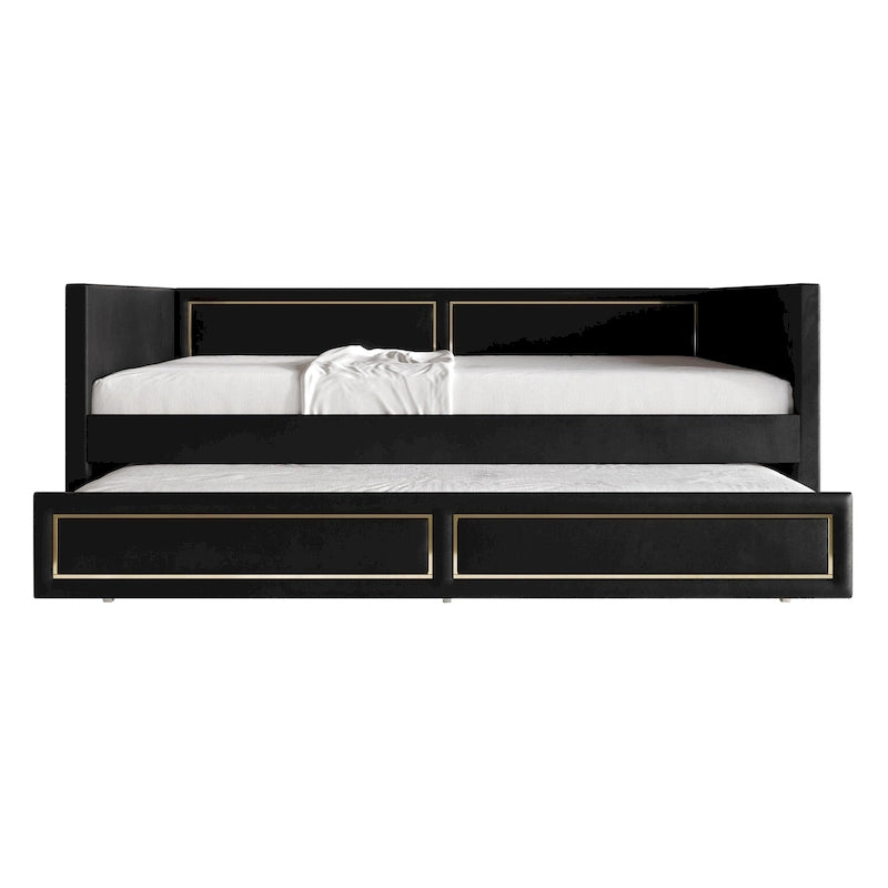 Lit de repos double en velours de luxe avec lit gigogne