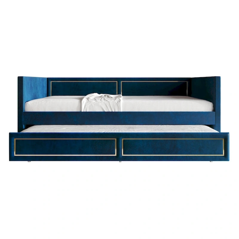 Lit de repos double en velours de luxe avec lit gigogne