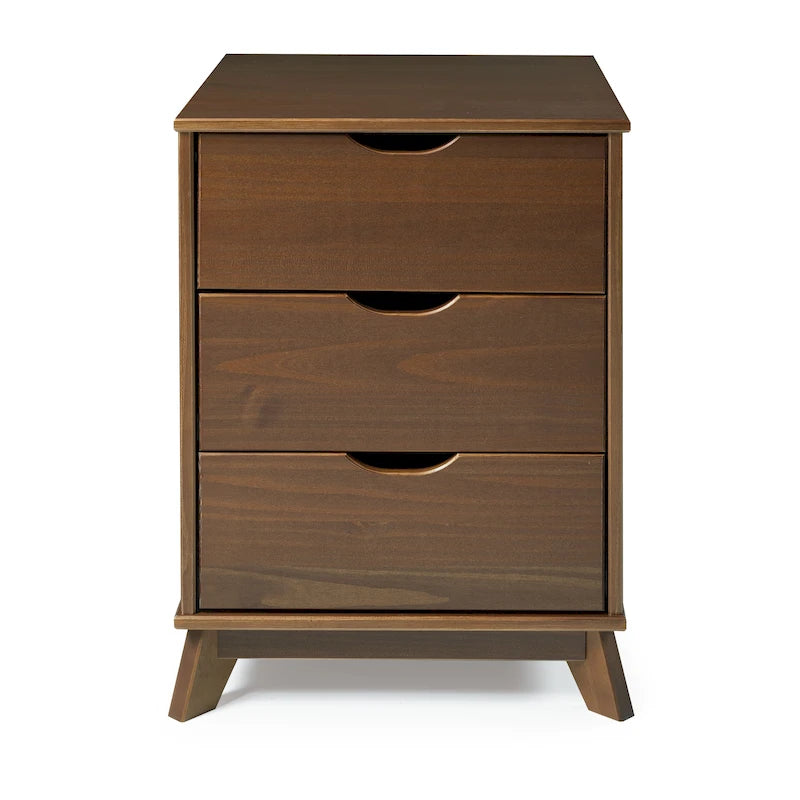 Table de chevet rustique en bois à 3 tiroirs avec étagère ouverte pour chambre à coucher