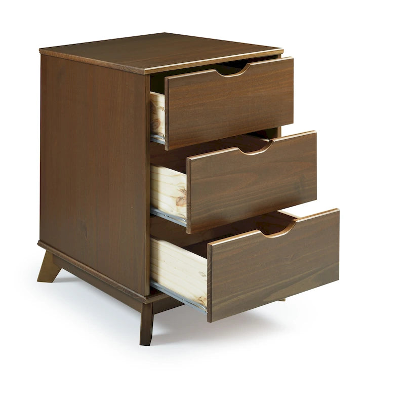 Table de chevet rustique en bois à 3 tiroirs avec étagère ouverte pour chambre à coucher