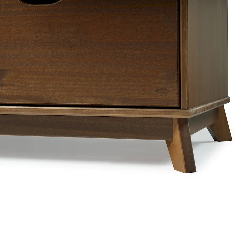 Table de chevet rustique en bois à 3 tiroirs avec étagère ouverte pour chambre à coucher