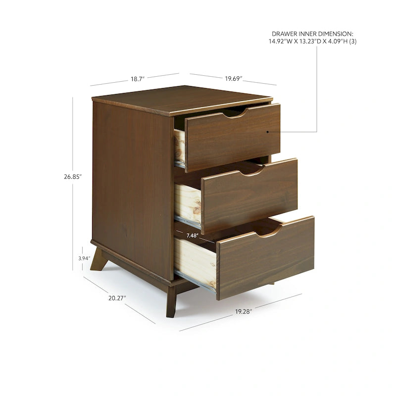 Table de chevet rustique en bois à 3 tiroirs avec étagère ouverte pour chambre à coucher