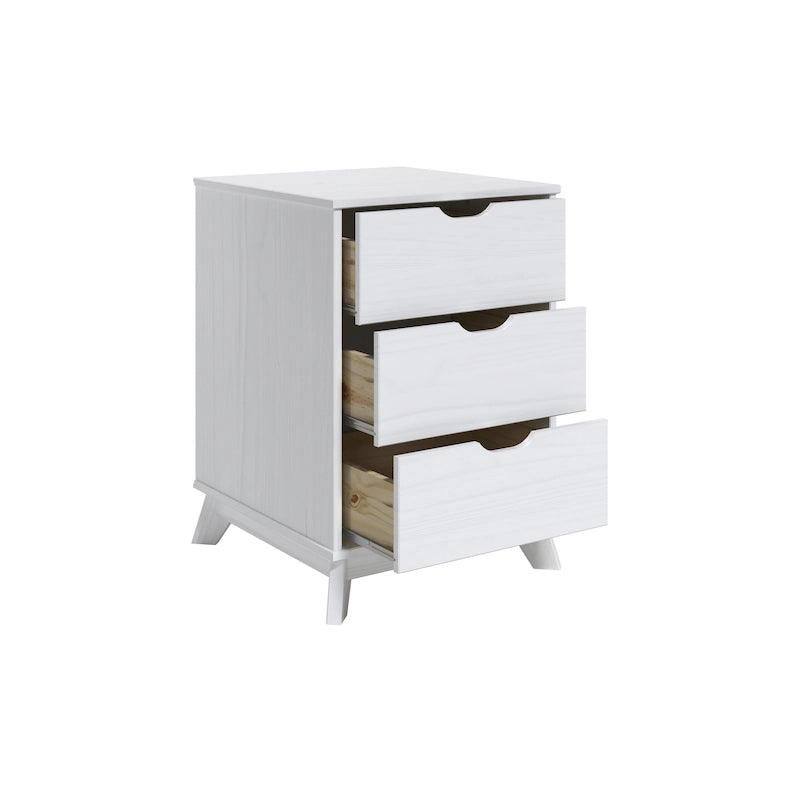 Table de chevet rustique en bois à 3 tiroirs avec étagère ouverte pour chambre à coucher