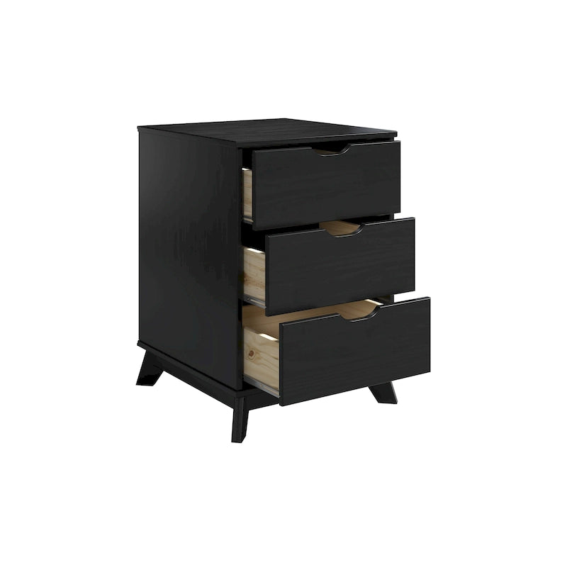 Table de chevet rustique en bois à 3 tiroirs avec étagère ouverte pour chambre à coucher