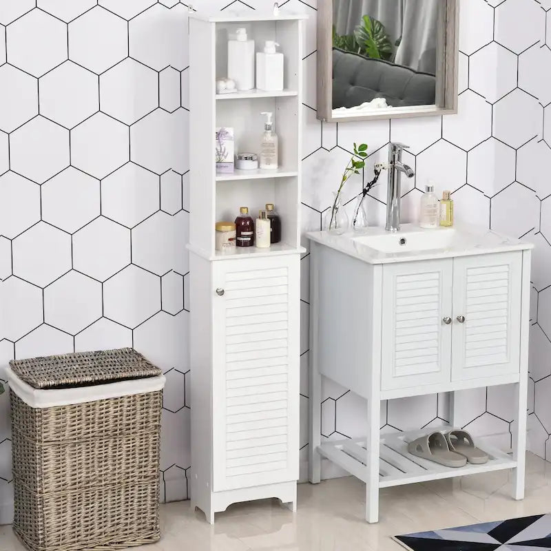 Tour de rangement de salle de bain autoportante