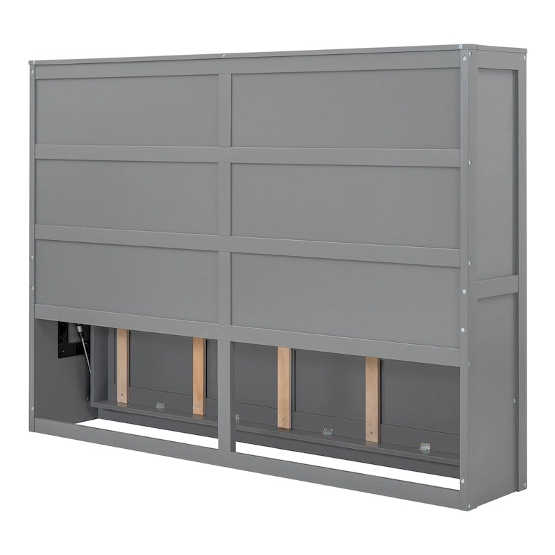 Lit escamotable mural pleine grandeur avec design pliant peu encombrant, gris