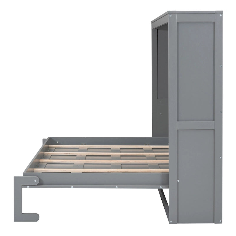 Lit escamotable mural pleine grandeur avec design pliant peu encombrant, gris