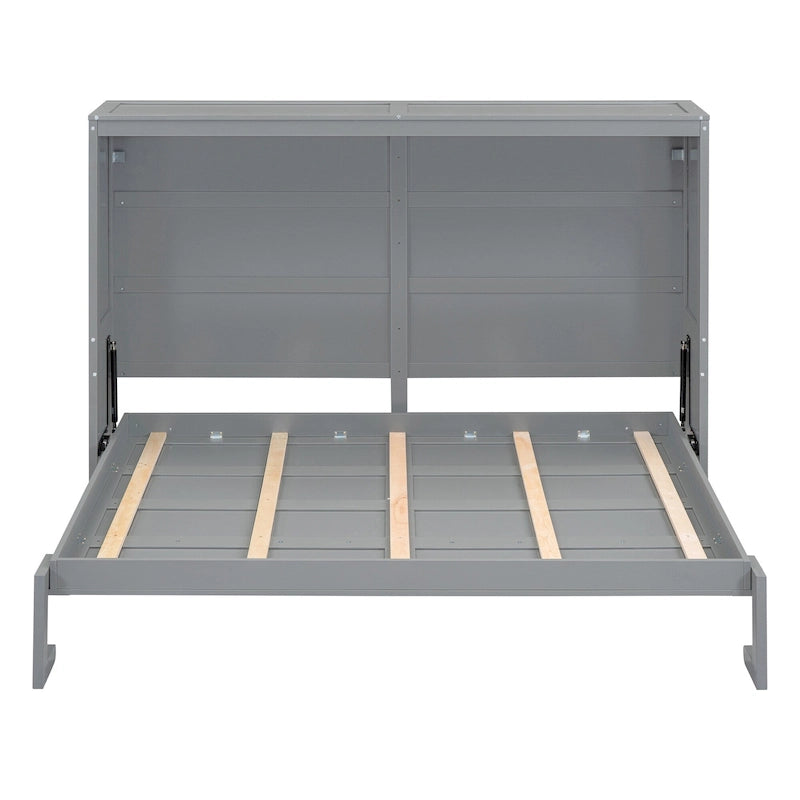 Lit escamotable mural pleine grandeur avec design pliant peu encombrant, gris