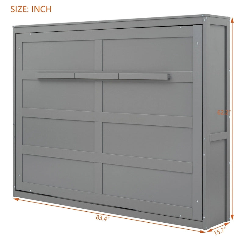 Lit escamotable mural pleine grandeur avec design pliant peu encombrant, gris