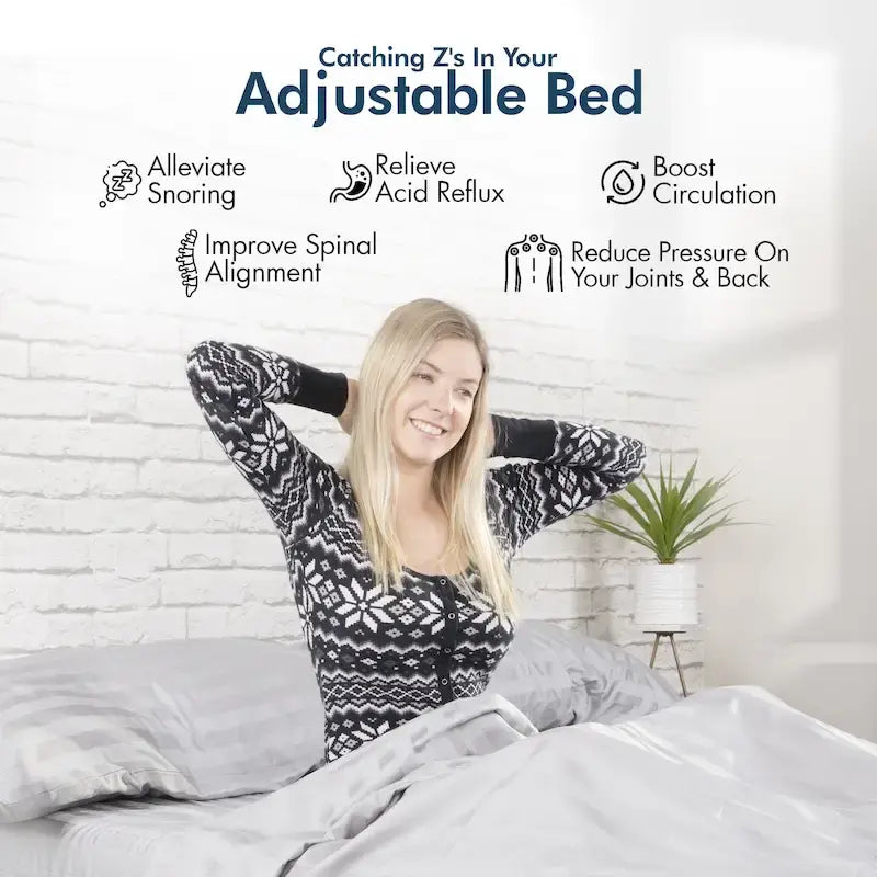 Sommier Réglable avec Double Massage - USB, Lumière Sous le Lit, Gravité Zéro, Contrôle par Application, Inclinaison Tête et Pieds