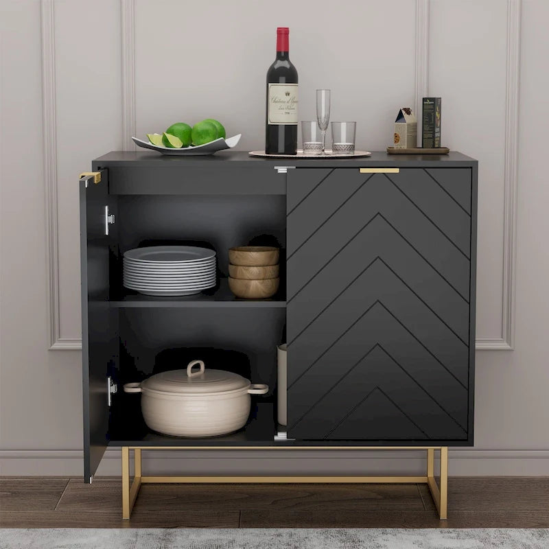 Buffet double avec rangement, meuble de rangement avec étagère réglable pour salon, cuisine