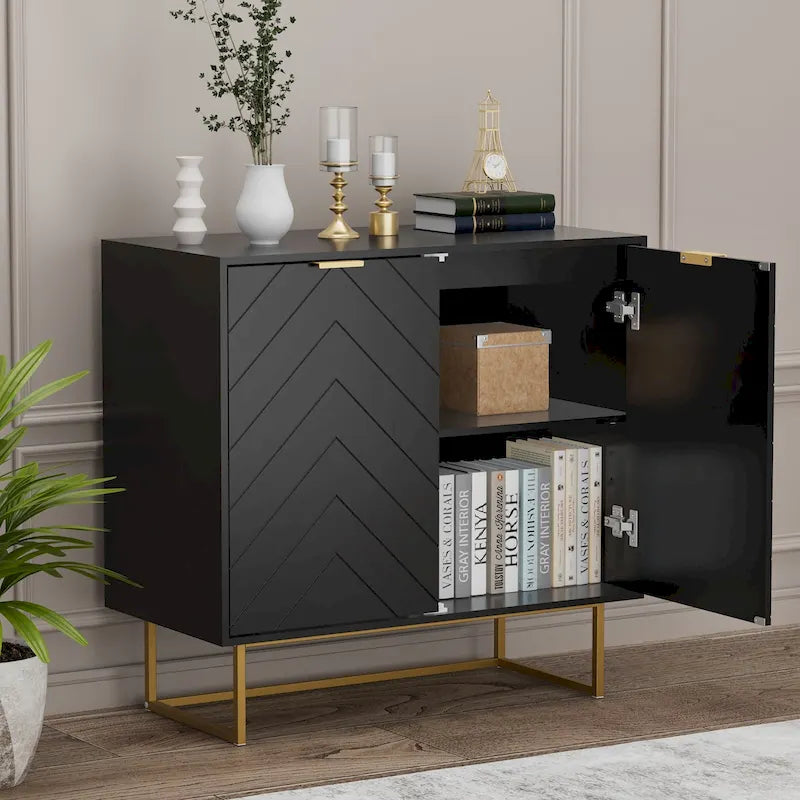 Buffet double avec rangement, meuble de rangement avec étagère réglable pour salon, cuisine