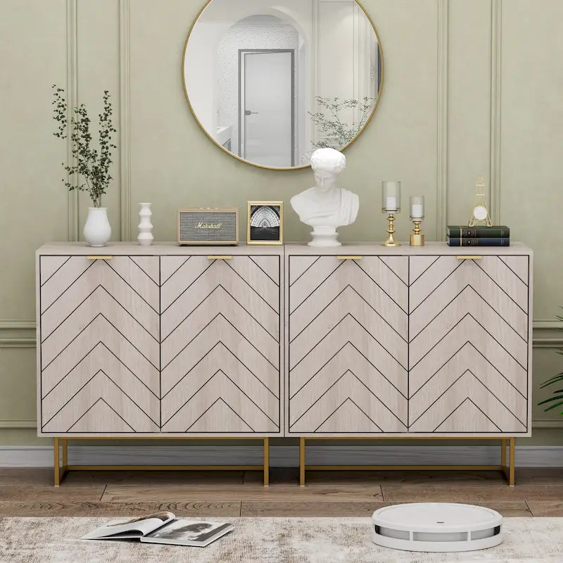 Buffet double avec rangement, meuble de rangement avec étagère réglable pour salon, cuisine