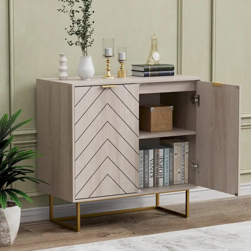 Buffet double avec rangement, meuble de rangement avec étagère réglable pour salon, cuisine