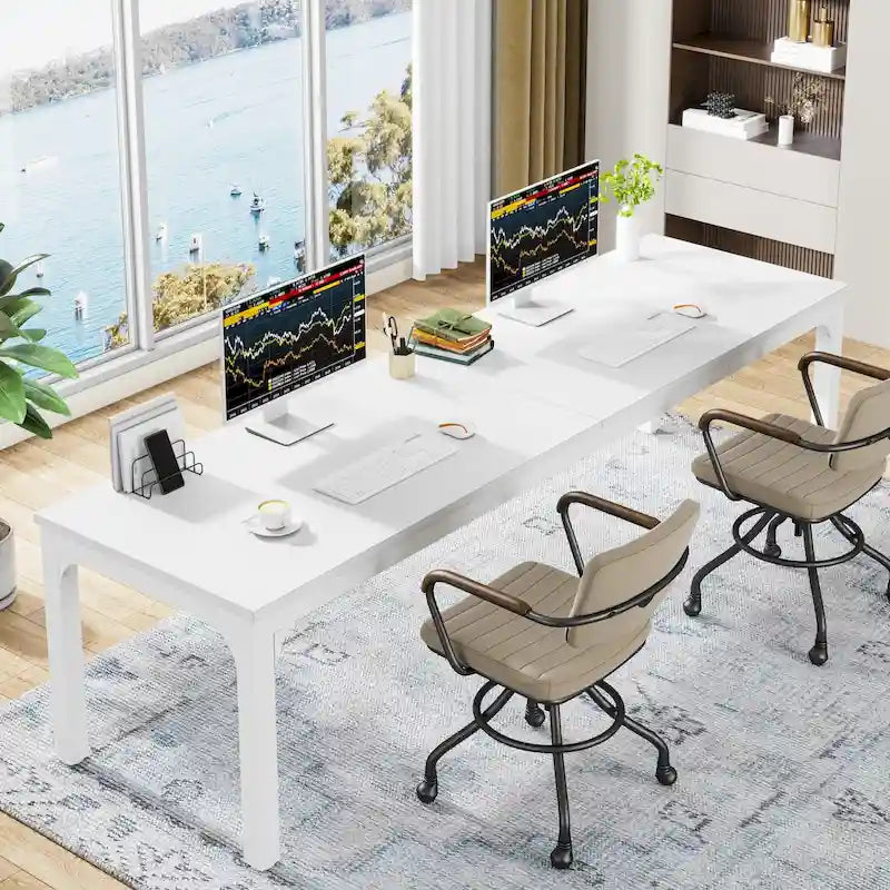Bureau d'ordinateur double extra-long de 200 cm pour 2 personnes, pour bureau à domicile