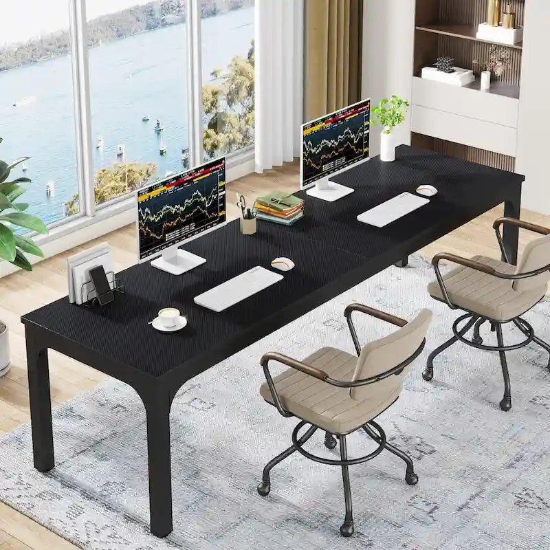 Bureau d'ordinateur double extra-long de 200 cm pour 2 personnes, pour bureau à domicile