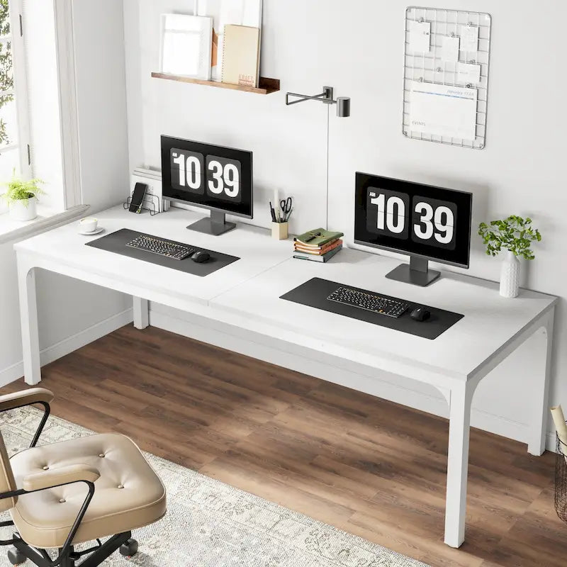 Bureau d'ordinateur double extra-long de 200 cm pour 2 personnes, pour bureau à domicile