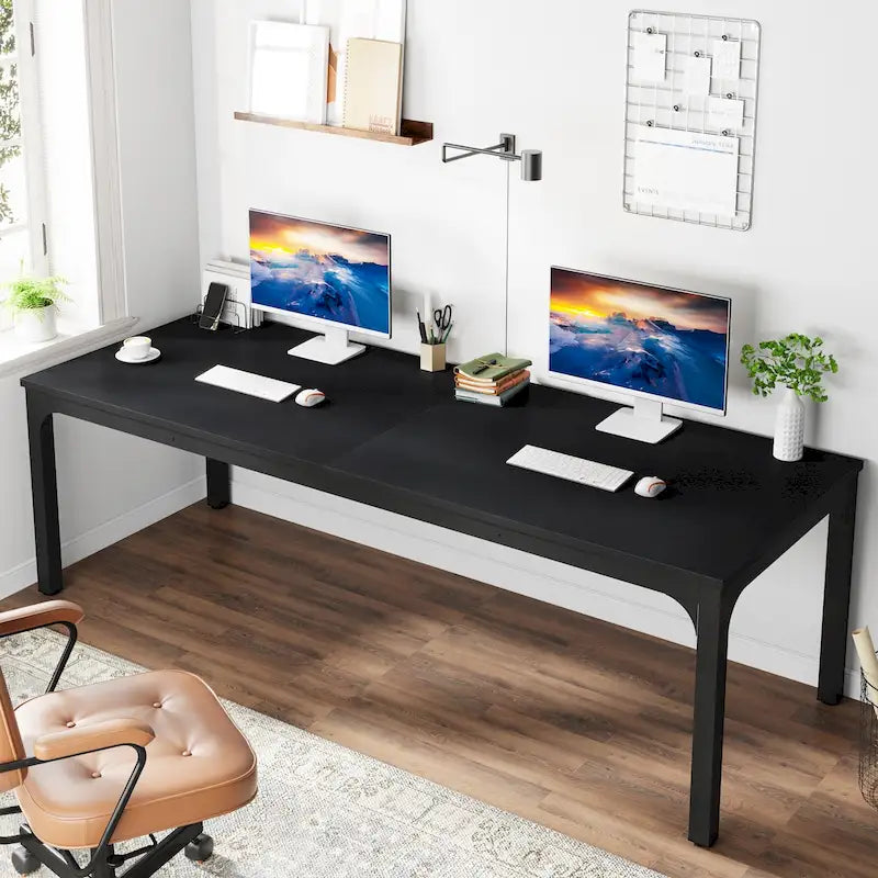 Bureau d'ordinateur double extra-long de 200 cm pour 2 personnes, pour bureau à domicile