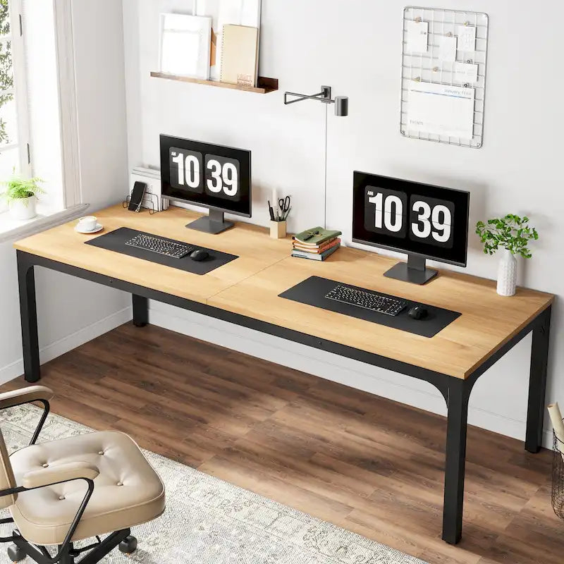 Bureau d'ordinateur double extra-long de 200 cm pour 2 personnes, pour bureau à domicile