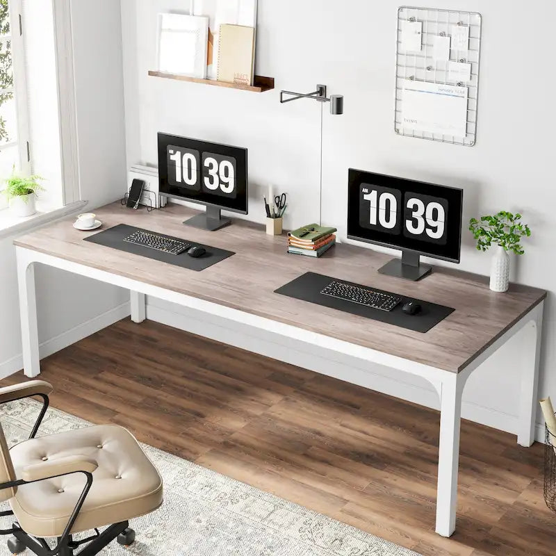 Bureau d'ordinateur double extra-long de 200 cm pour 2 personnes, pour bureau à domicile
