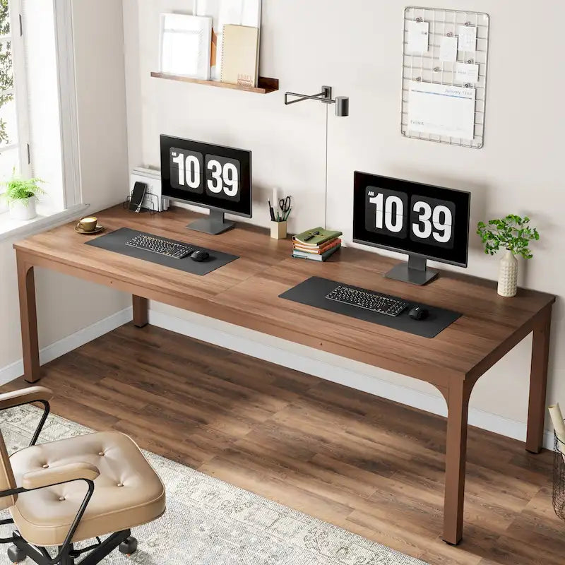 Bureau d'ordinateur double extra-long de 200 cm pour 2 personnes, pour bureau à domicile