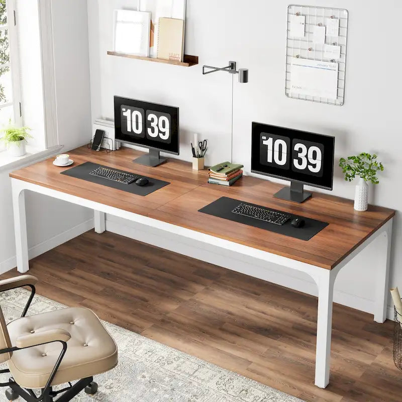 Bureau d'ordinateur double extra-long de 200 cm pour 2 personnes, pour bureau à domicile